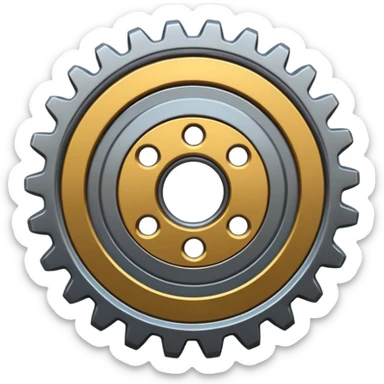 generate a very realistic steel gear sticker