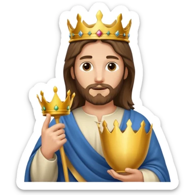 Jesus Christ holding a crown in hand sticker
