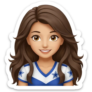 happy long haired brunette girl hazel eyes in dallas cowboy cheerleader outfit sticker