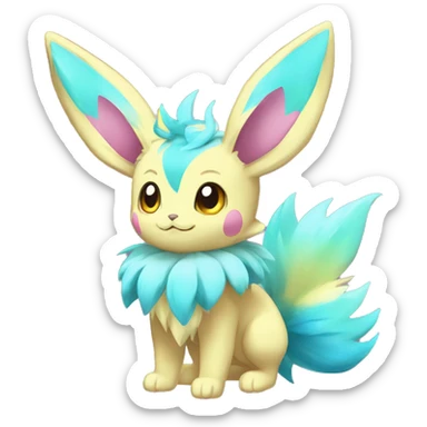 Shiny Colorful Kawaii Eeveelution-Cute-Pokémon-fusion full body sticker