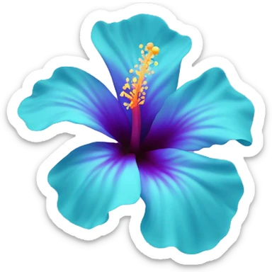 A cyan and violet hibiscus flower sticker