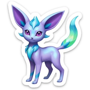 Colorful Iridescent Exotic Espeon-Aurorus-Glaceon-Fakémon-hybrid-creature (full body)  sticker