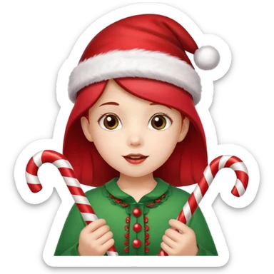 Little Girl with candy canes celebrating Christmas sticker