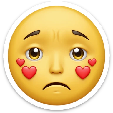 A yellow circular frowning Face with hearts above its eyes, crying sticker