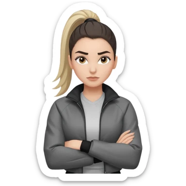 สีตาโทนเทาเท่ ๆ มีประกายคม

คิ้วได้รูป มองแล้วดูสตรอง

ผมหางม้าสูง / ผมสั้นสปอร์ต

เสื้อแจ็กเก็ต / ลุคสตรีทแฟชั่น

ท่าโพสกอดอก
ฟีล: Girl Boss, cool beauty, minimal but powerful sticker