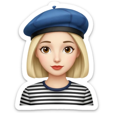 Parisian woman with beret and striped shirt sticker