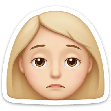 minimal flat emoji of a slightly tired face,
soft droopy eyes,
subtle under-eye shadow,
neutral mouth expression,
gentle exhaustion but not sad,
muted pastel colors,
modern health tracking app style,
transparent background,
vector illustration
 sticker