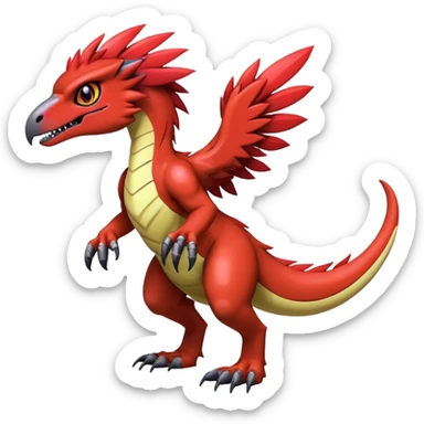 Dark Furry feather-mane Cool Edgy shiny Digimon-Fakemon-Guilmon-Velociraptor full body   sticker