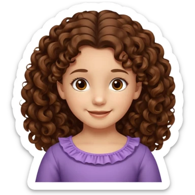 EMOJI COMO IPHONE IOS SOLO CARA NIÑA 3 AÑOS PELO LARGO, ONFULADO, MARRON SEMIRECOGIDO, Y OJOS MARRONES. SONRIENDO, SIN CUELLO Y FONDO TRANSPARENTE sticker