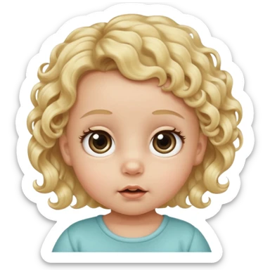 The head of a cherubic infant baby with a single curl tuff of hair and big dreamy eyes and extra long eyelashes sticker