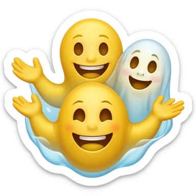 Emojis qui rigole fusionné avec l’emojis fantôme 👻 sticker