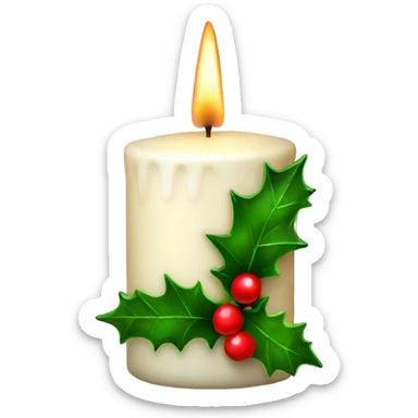 Realistic christmas candle with holly sticker