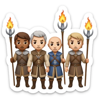 les villageois qui certains ont des fourches + torches sapé en moyen age sticker