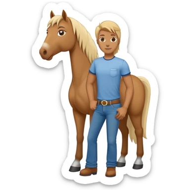 friendly anthropomorphised stallion in jeans and a t-shirt, standard pose sticker