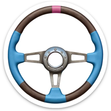 steering wheel with transgender pride flag colors with kinky implification sticker