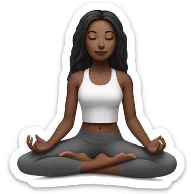 Black Girl with very long black hair in a yoga position  sticker