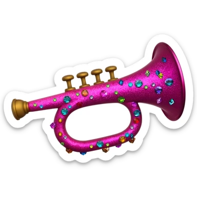 marching horn colored glitter pink add colorful crystals sticker