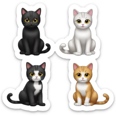 Tres -gatos-jugando,-uno-es-atigrado-y-una-gata-negra-con-manchas-blancas-jugando sticker