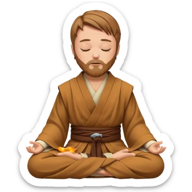Make Obi-Wan meditating position with jedi robes nk cape closed eyes feet not visible sticker