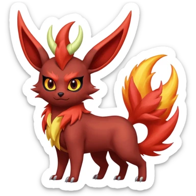 Pastel iridescent exotic colorful Darkrai-Scizor-Flareon-fusion with fiery horns and a Mohawk  sticker