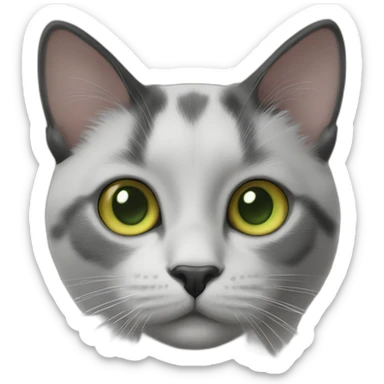 Black and white cat black face, white chin yellow green eyes sticker