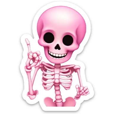 Cute pink skeleton giving the middle finger sticker