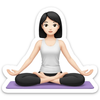 Black hair with white cloth pilates princess  sticker