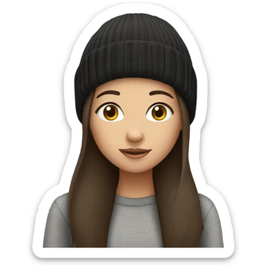 Brunette girl in beanie hat sticker