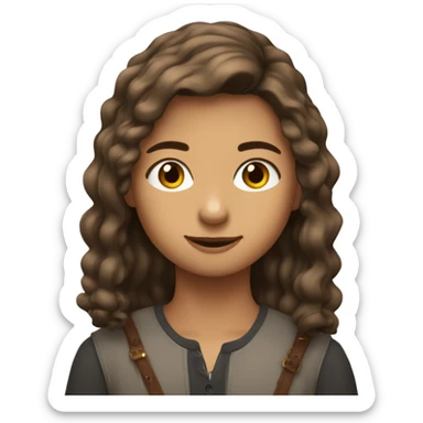 Nina de 12 años con pelo maron y ondulado blan sticker