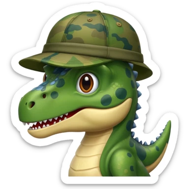 dinosaurio con sombrero camuflajeado sticker