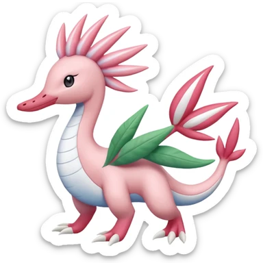 Tropical Pastel Glorious Mezprit-Milotic-Shaymin-Palkia-Pokémon-fusion, full body sticker