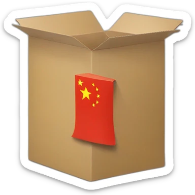 a big sized box with a mark of flag of china, 30 degree rotated to the left sticker