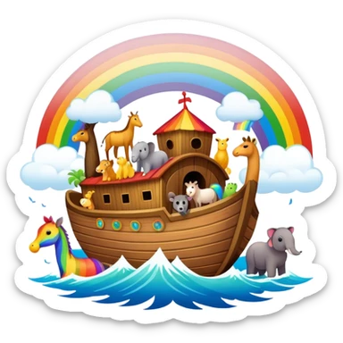 Noah's Ark with animals and rainbow sticker