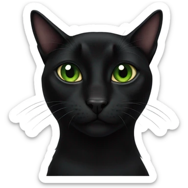 Black Bombay cat with green eyes sticker