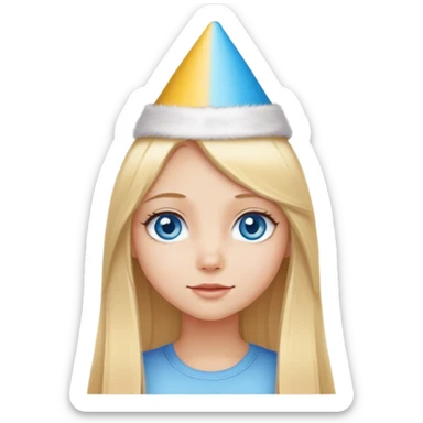 Blonde girl long straight hair blue eyes birthday sticker