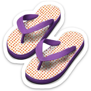 Realistic pair of polka dot summer flip flops isolated. sticker