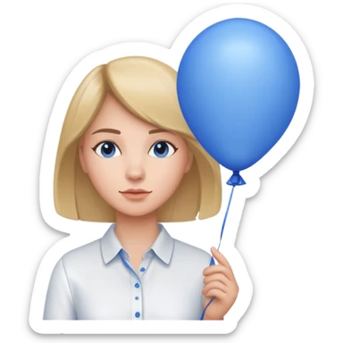 Woman with blue balloon, white shirt sticker