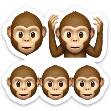 evolution sequence showing ape to monkey to man, emoji style, simple and clear sticker