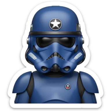 a blueberry wearing a black Star Wars Death Trooper helmet sticker