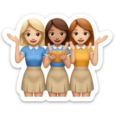 4 chicas montadas en una atraccion de levantando la mano con orejas de dines puestas en una atracción sticker