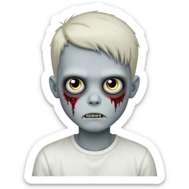zombie boy with emo hair and white shirt sticker