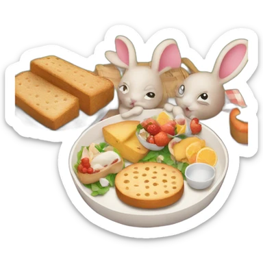 picnic with rabbits sticker