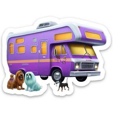 very expensive but haunted horror dream rv camper for Scooby Doo and the kids in the gang and Barbie while it’s cold and snowing hard outside  sticker