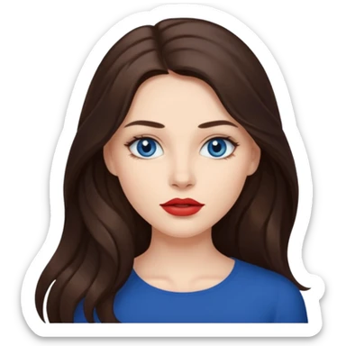 Woman with fair skin long brunette hair dark blue eyes and full lips sticker