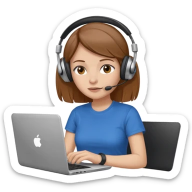 busy female with laptop and headphones do not disturb sticker