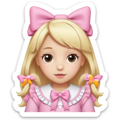 A girl dressed in kawaii clothes with lots of bows and she has blonde hair sticker