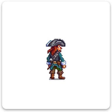 pirate character walking animation, 32-bit style, game sprite, side view sticker