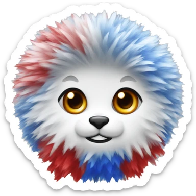 One large pom pom that sparkles with wide red, silver, and blue sticker