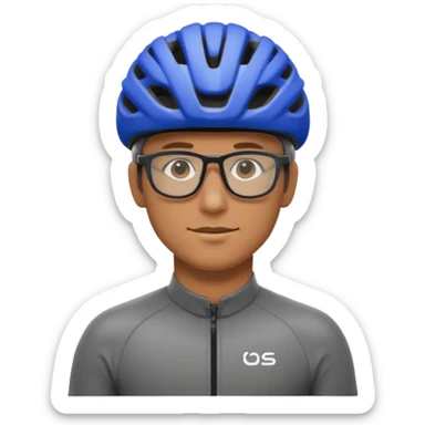 man wearing cycling helmet and glasses sticker