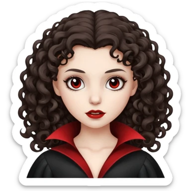 vampire brunette girl with curly, almost straight hair big black gril sticker